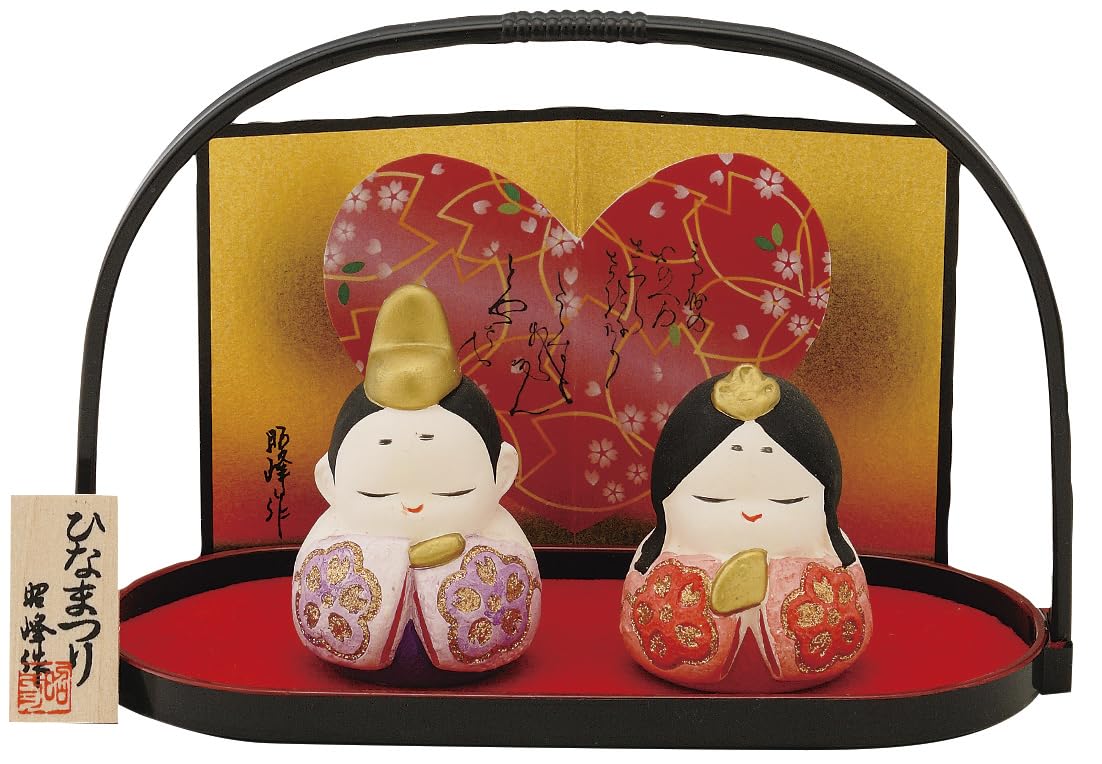 Hina Osana Oboko Hina Flat Emperor and Empress Hina Peach Interior Dolls, Hina, Kyōraku Decoration, Suisansai, Display, Dolls, Compact, Matsuri,