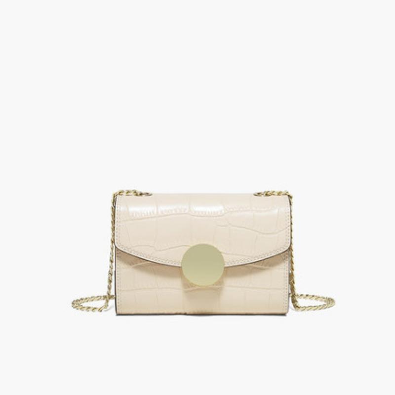 

Женская сумка из коровьей кожи, модная сумка на цепочке, натуральная кожа, женская сумка-фея через плечо с косой ручкой бежевый