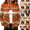 Cardigan a maglia da donna casual con stampa di foglie autunnali, manica lunga, bottoni frontali, per l'uso quotidiano