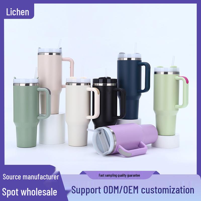 40oz Stainless Steel Insulated Travel Mug with Handle and Straw