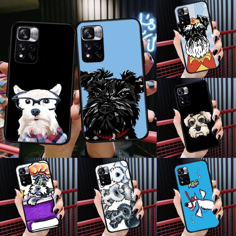Cartoon schnauzer dog Case For Xiaomi Redmi Note 14 13 11 9 10 12 Pro 9S 10S 11S 12S Redmi 10C 12C 13C 14C Cover