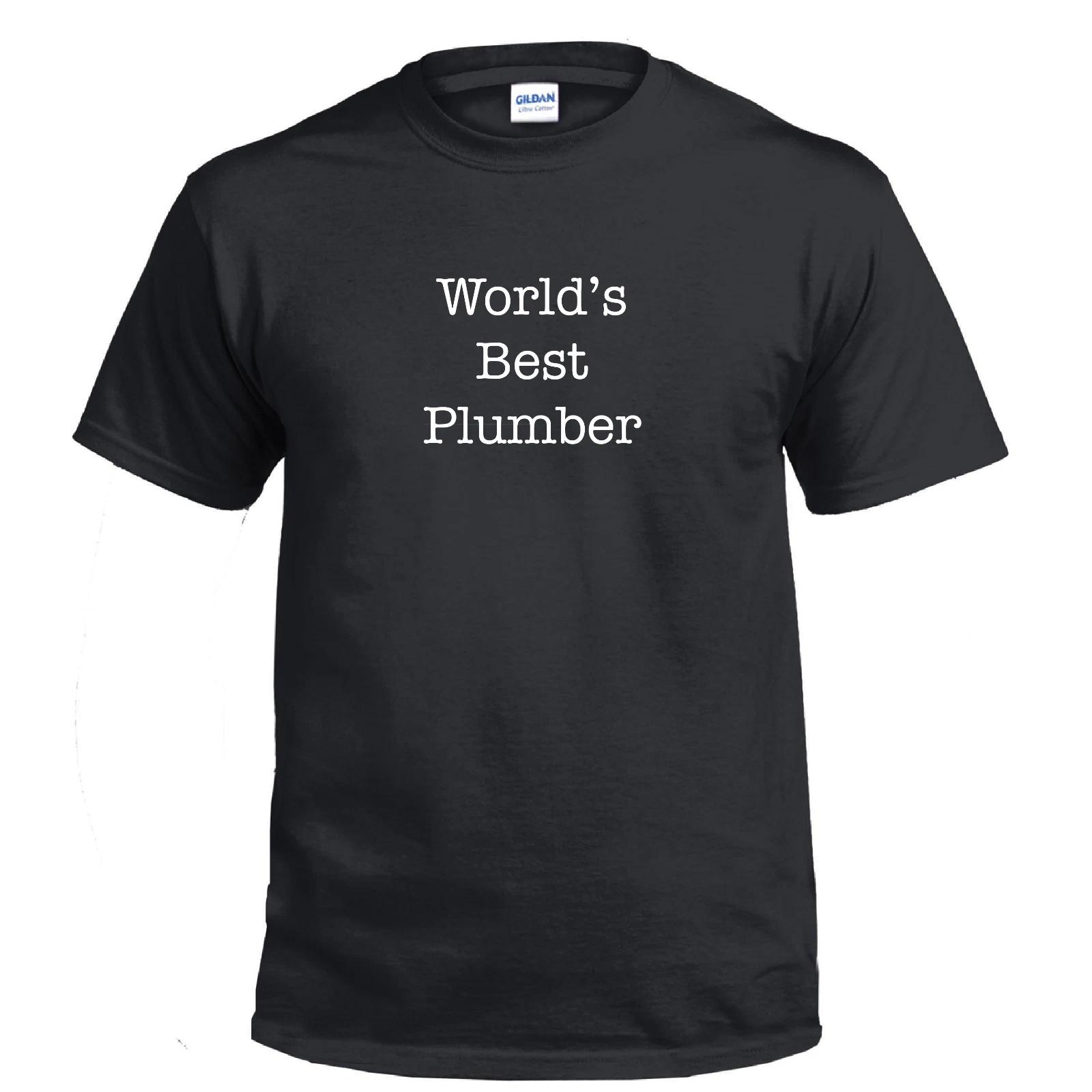 Worlds Best Plumber Work Shirt Funny Shirt Gift Cotton T-Shirt XL