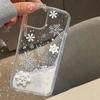 Glitter Snowflake Quicksand Pendant Case For iPhone 16 15 Pro Max 14 Plus 13 12 Cartoon Snowman Bling Flower Winter TPU Cover