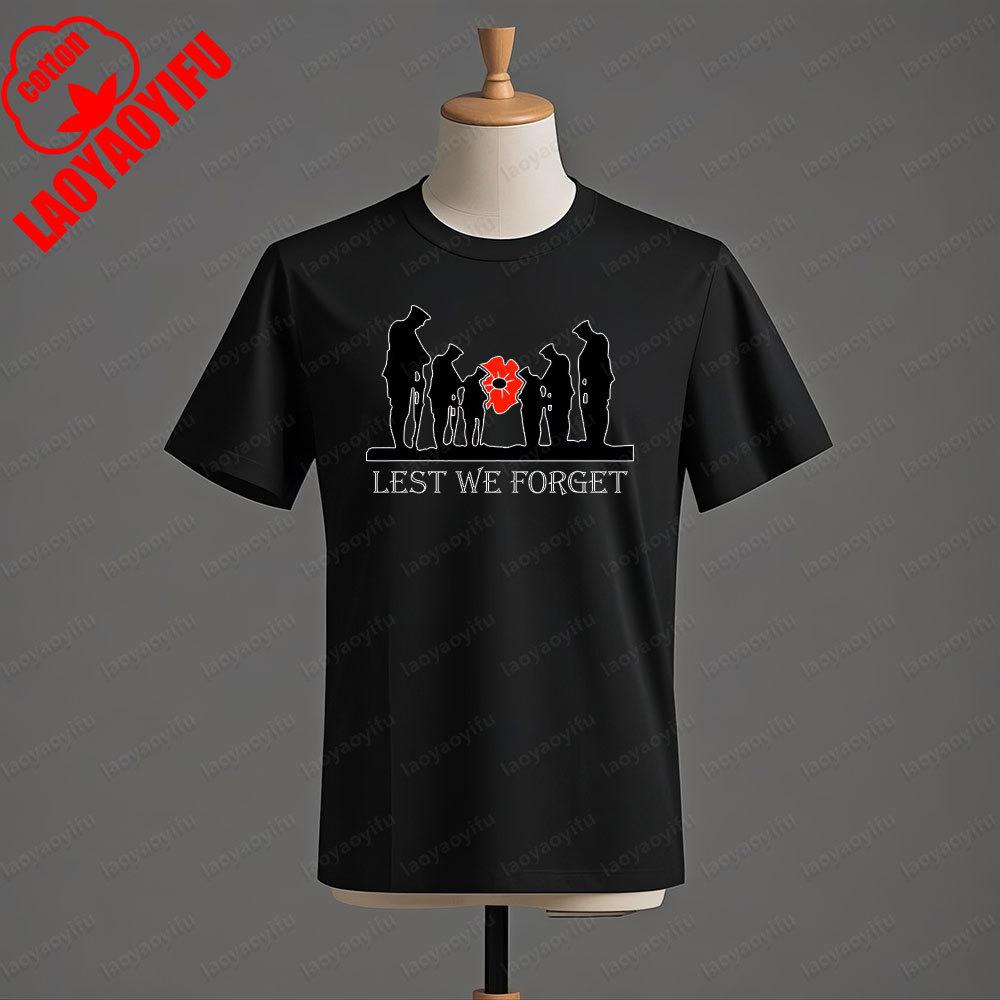 DDay Lest We Forget TShirt Anniversary Veterans Day Honour Our Armed Forces Remembrance Day Tshirt Men Summer Cotton Tee Tops