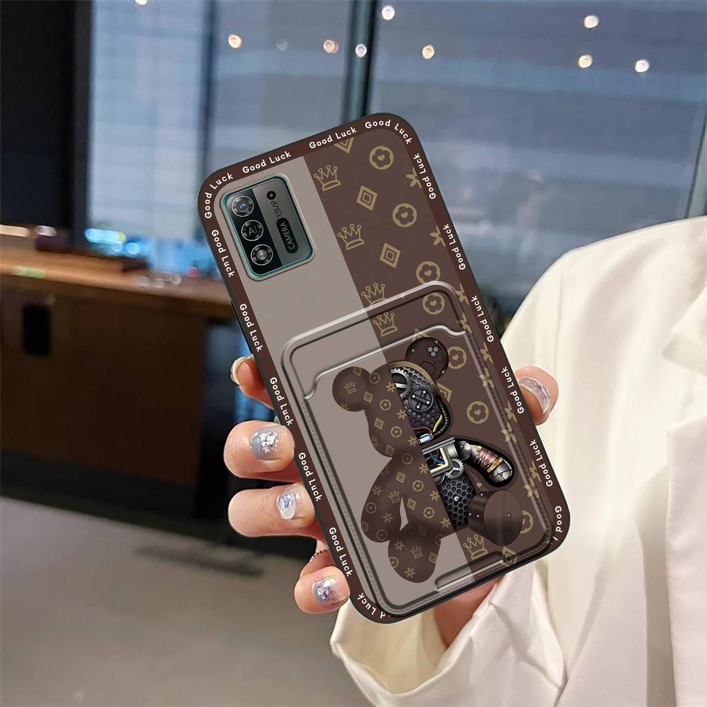 Anti-dust Durable Phone Case For ZTE Blade A52 Lite Card Slot Cartoon Full Wrap Shockproof Waterproof Graffiti Silicone