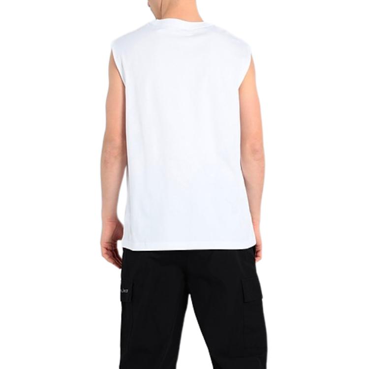Calvin Klein Letter Pattern Printed Fitted Sleeveless Tank Top Men Tops White J30J325211-YAF
