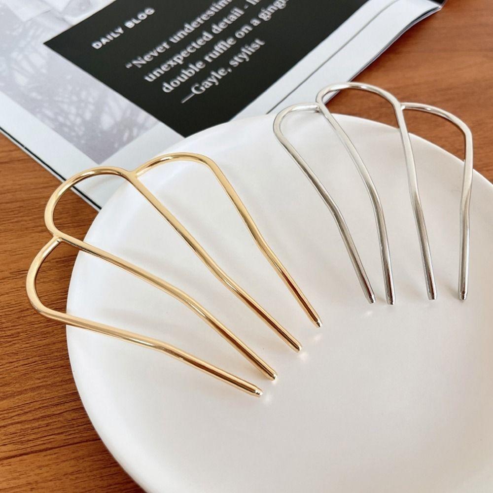 Hair Comb Clip Ancient Style Headwear U-Shape Hairpin Korean Style Headwear Metal Hair Sticks