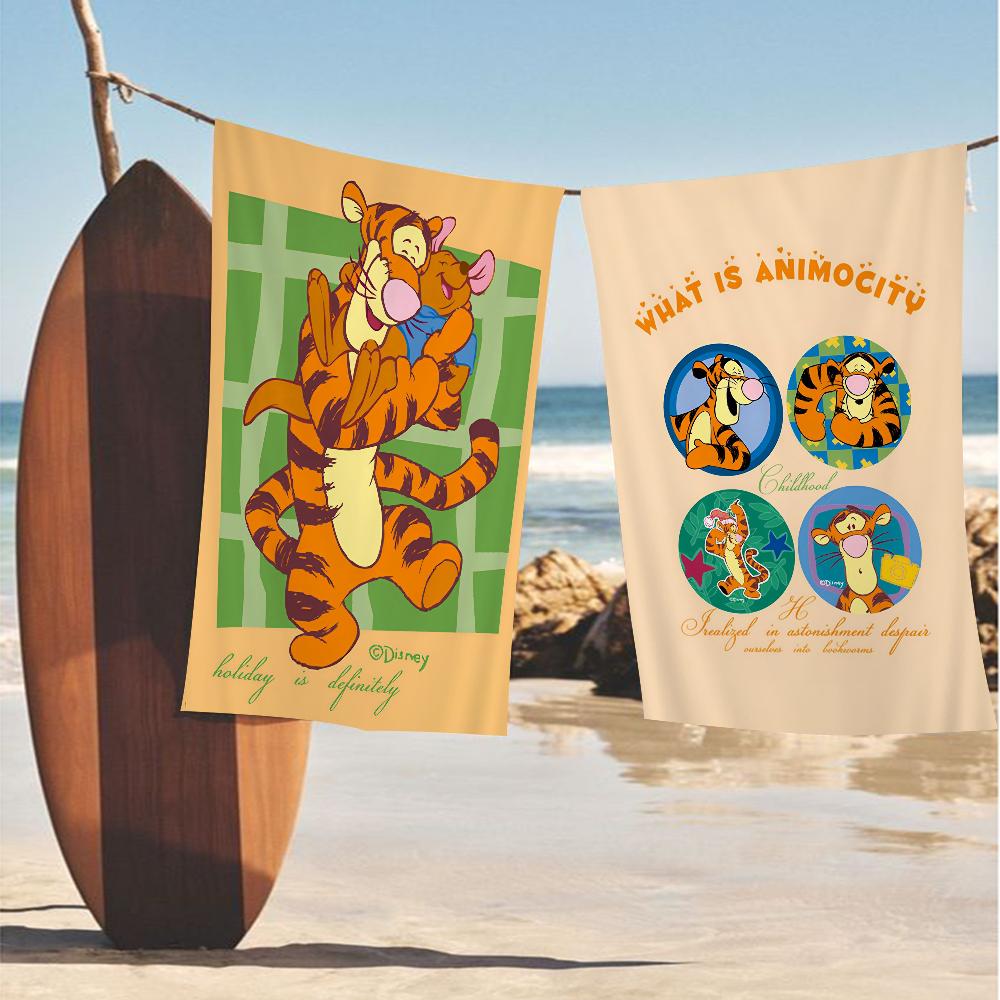 Tigger Anime Movie Beach Towels Shower Towel Sauna Travel Spa Microfiber Quick Dry Gym Accessories Cute Room Decor