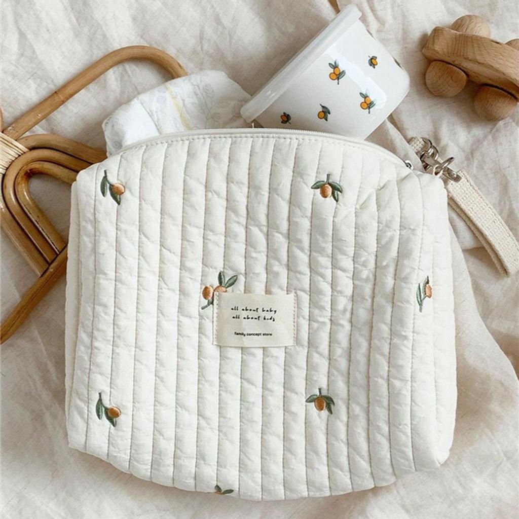 Stroller Nappy Bag Portable Quilted Baby Diaper Caddy Organizer Embroidered Mommy Bags Babies Accessories Changing Bag Storage