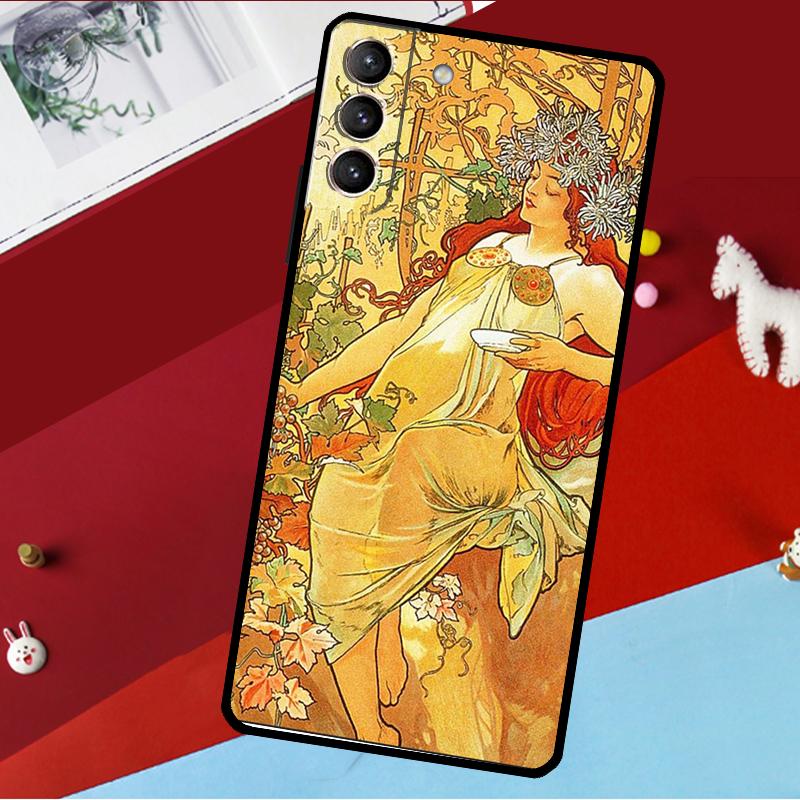Alphonse Mucha Art Case For Samsung Galaxy S23 S22 S21 Ultra S20 FE S9 S10 Note 10 Plus Note 20 Ultra Cover