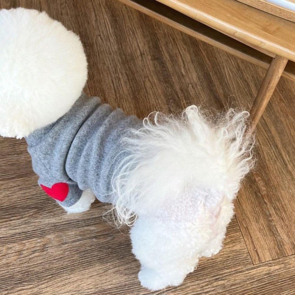Soft Dog Solid Base Coat Love Printed Dog Warm Pullover Fashion Pet Sweatshirt  Winter
