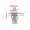 Praying Angel Figurine White Finish Figure Tray Holder Toned