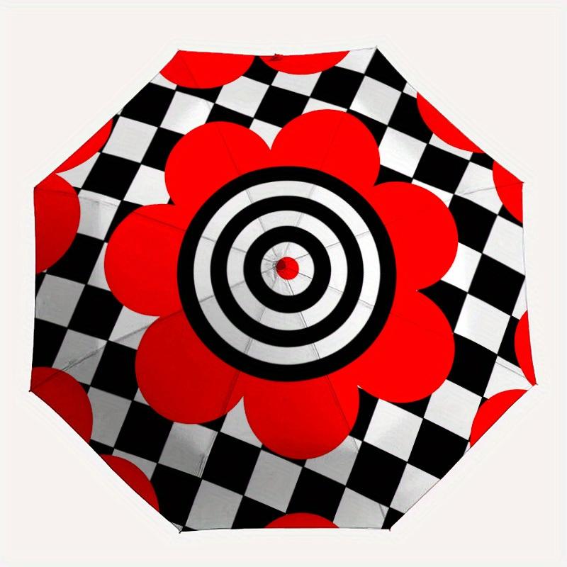 

1pc Red Flower Target Automatic Folding Umbrella, Portable & Foldable Design with 8 Ribs, Casual Outdoor Accessory Halloween and Christmas g