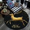 Golden Deer Round Area Rug,Carpet Rug for Living Room Bedroom Sofa Playroom Decor,Non-slip Floor Mat