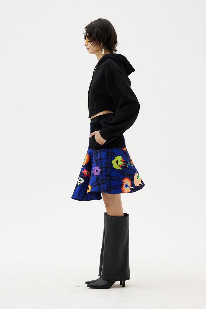 Greedius Blue Melting Flower Mermaid Mini-Skirt