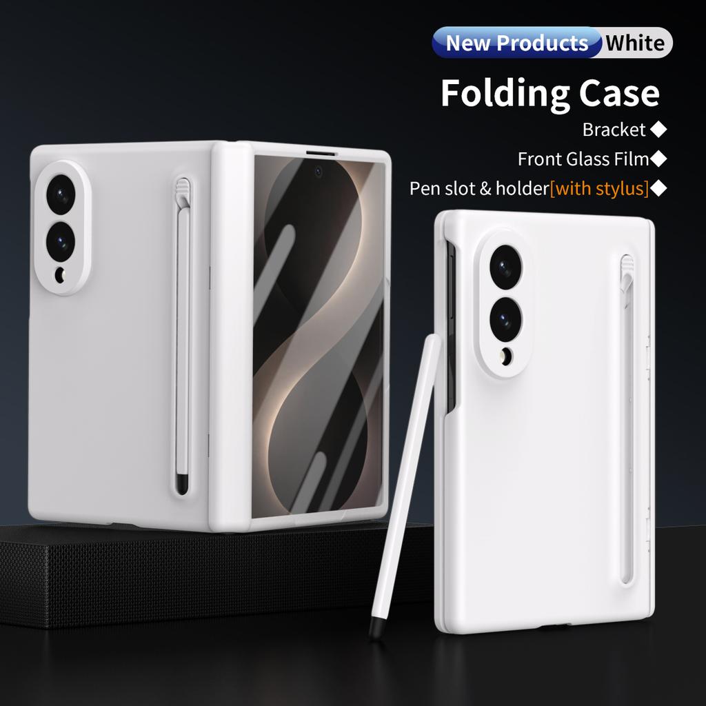 Für Samsung Galaxy Z Fold 8 Wide Case, Scharnierschutzhülle + Bildschirmschutzfolien mit Stift- und Stiftehalter