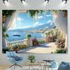 Vintage and Elegant Spring/Summer Sea View Photography Background Living Room Decoration Polyester Fiber Wall Decoration