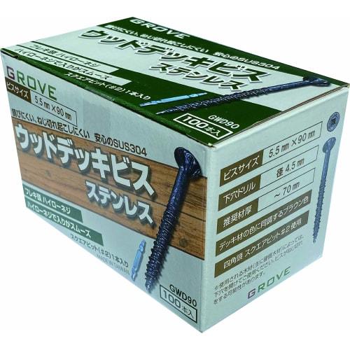 

GROVE Wood Deck Screws, Stainless Steel, SUS304 (Screw Length: 5.5 x 90mm, Pack of 100)