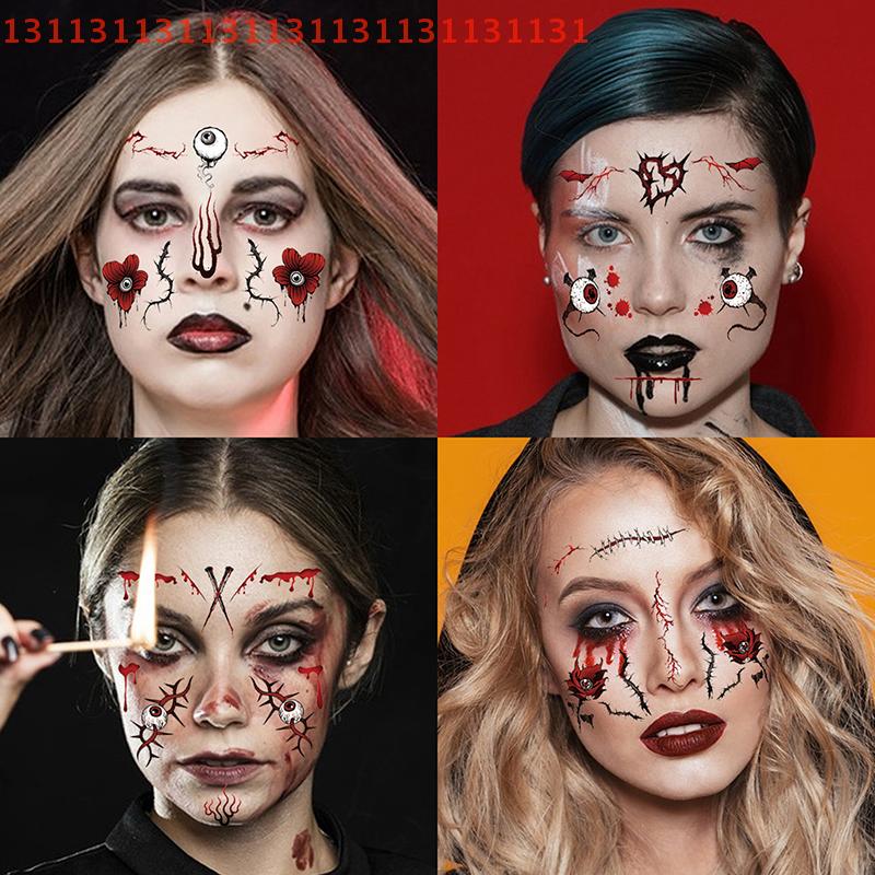 20/30/50 Blatt Halloween Terror Wunde Temporäres Tattoo Wasserdicht Realistisch Blut Tattoos Verletzung Narbe Tattoo Aufkleber Für Körper