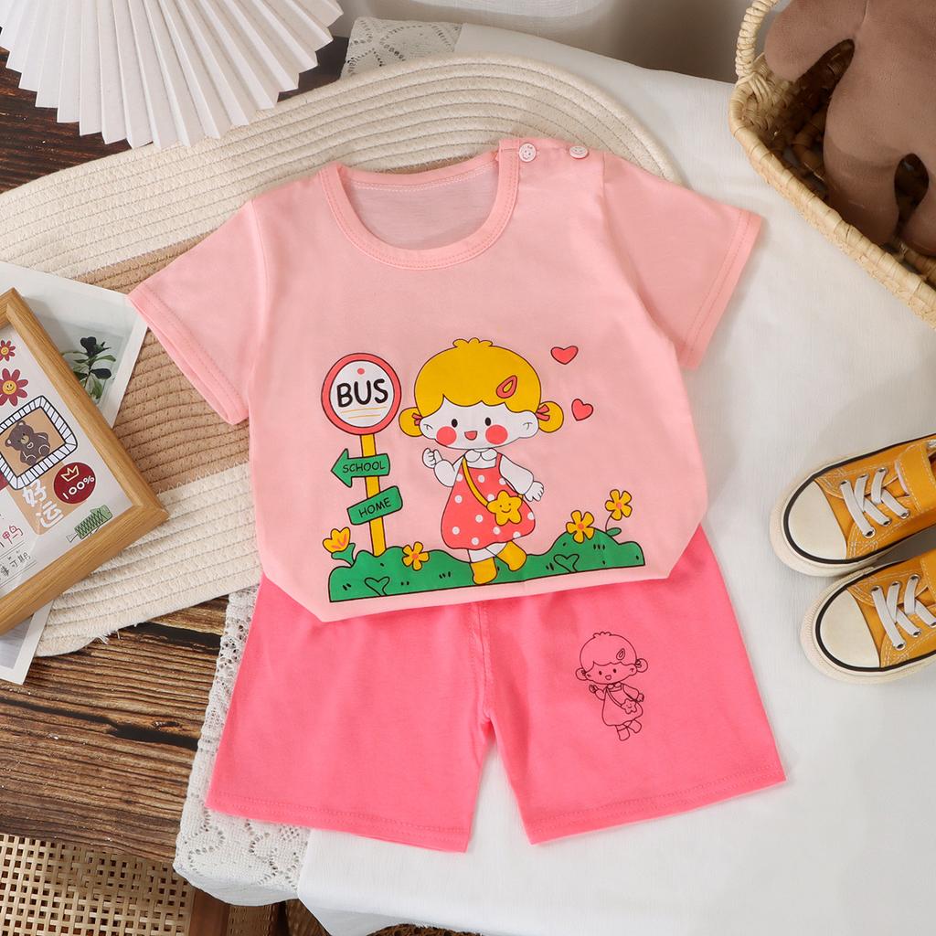 Summer Cotton Print Kids Boys Clothes Sleeveless Tops Shorts 2pcs/set Baby Girls Vest Clothing Set Children Cotton Sport Suit