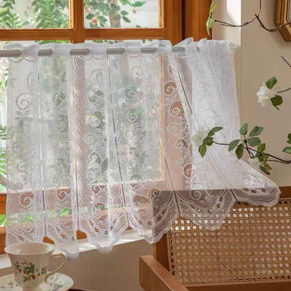 

Біла мереживна сітчаста коротка штора декоративні штори 100*45cm
