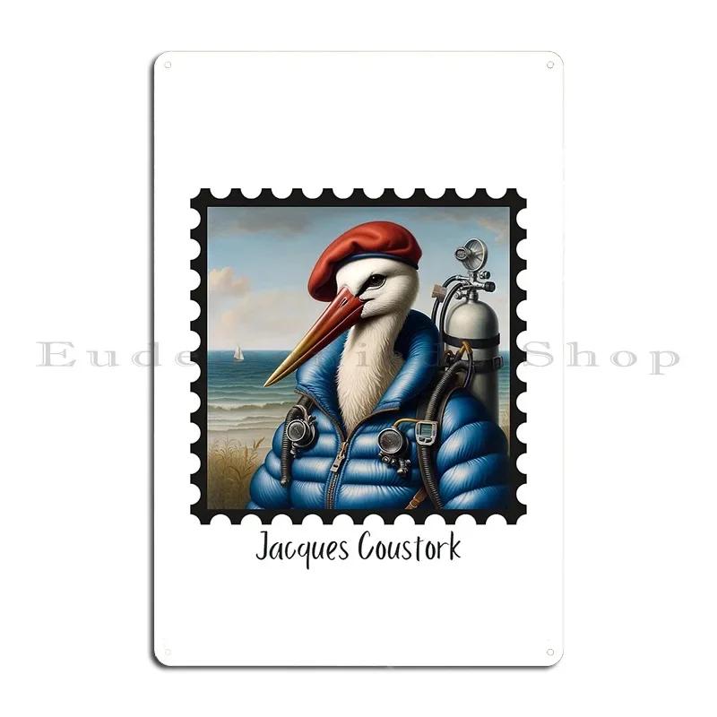 Jacques Coustork Metal Plaque Print Retro Party Garage Plates Tin Sign Poster 20x30cm(7.8x11.8inch)
