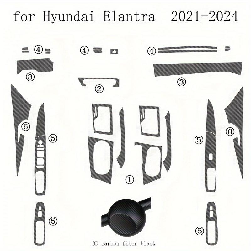 For HYUNDAI Elantra -2024 Carbon Fiber Protector Film For Center Console Gear Shift Panel Auto Interior Accessories