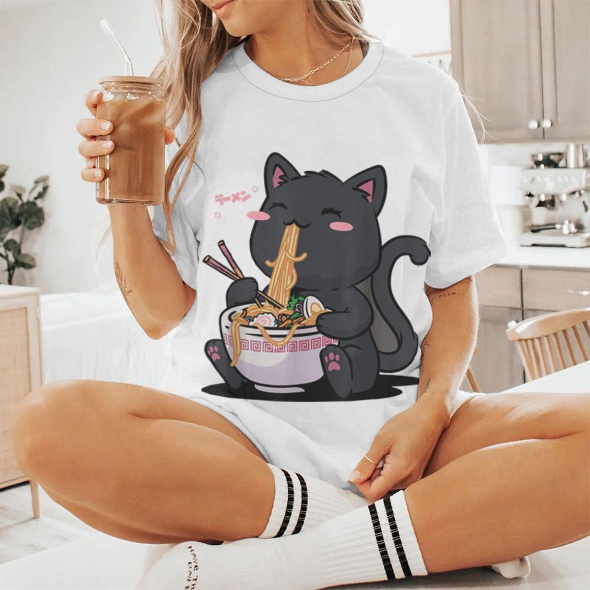 

Unisex Women TShirt Lamian Noodles Cat 3D Print Meme T Shirt Casual Short Sleeve Round Neck Unisex Japanesestyle Animal Tshirts S