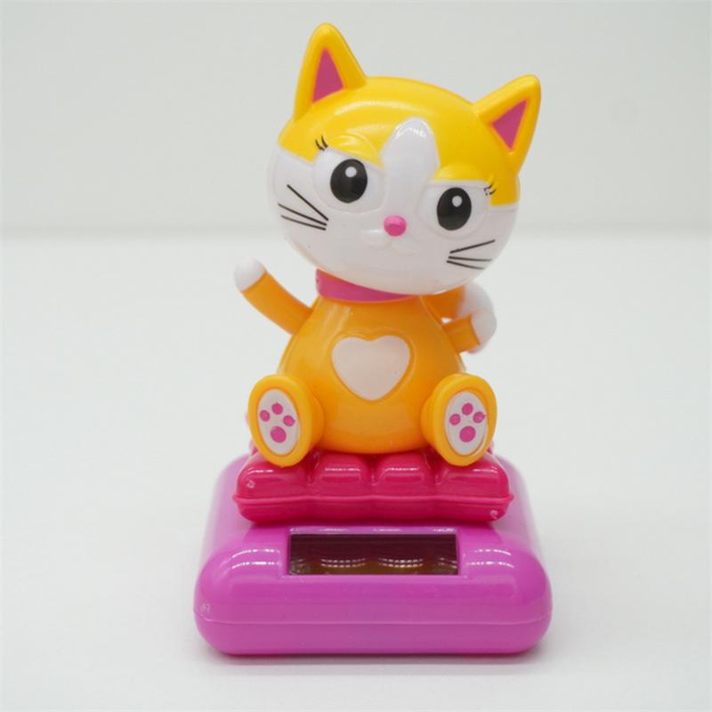 Lucky Cat Cat Fortune Decor Ornaments Bobblehead Cat Figurines Vivid And Lovely Solar Powered Lucky Cat Car Decoration
