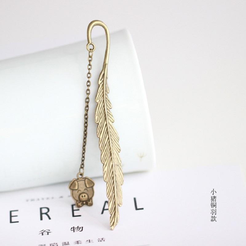 Metal Bookmark Feather Pendant Book Page Mark Student Stationery School Supplies Bookmarks Gift Book Marker Escolar Papelaria