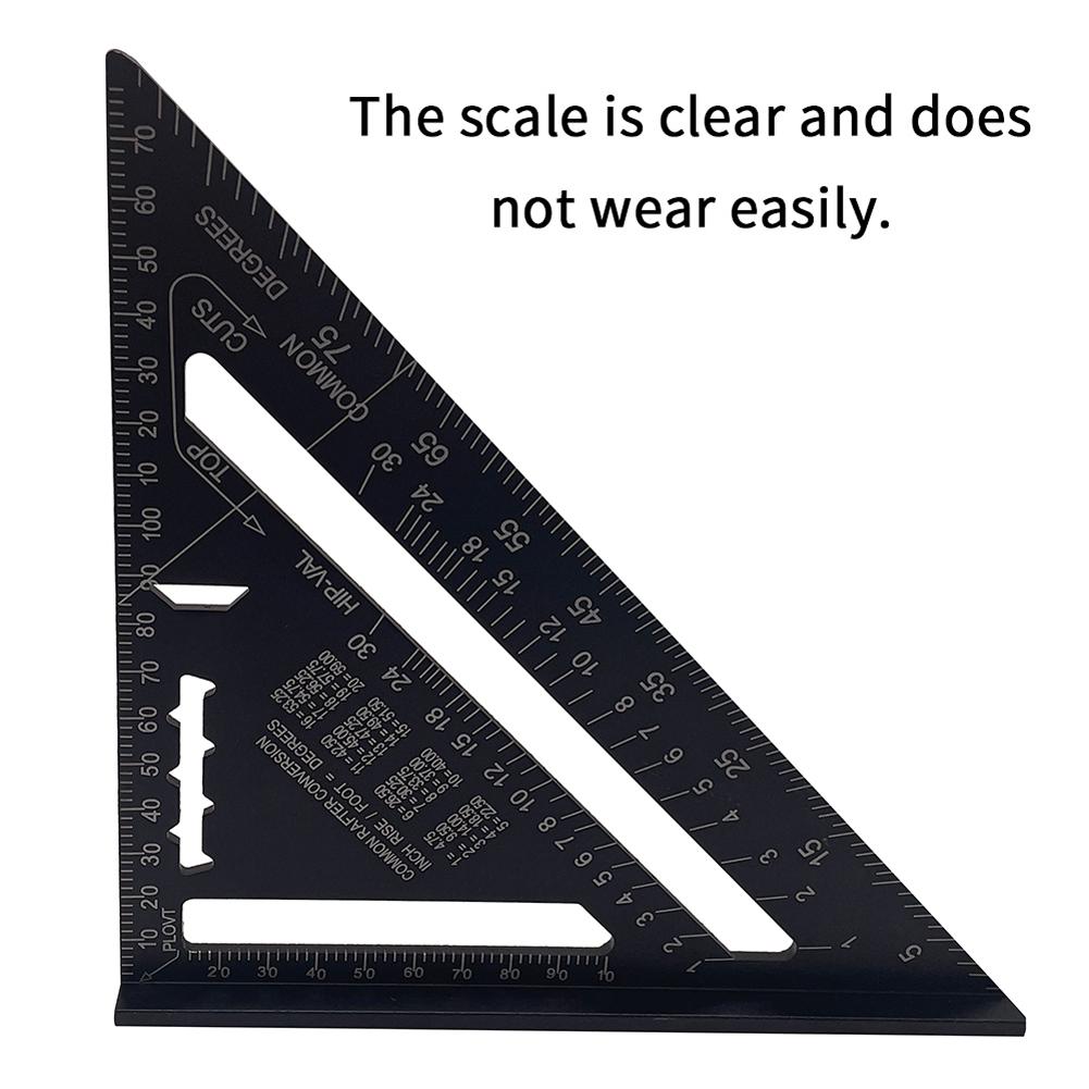 Aluminum Alloy Triangle Rulers 90 Degrees 45 Degrees Set Square 7in Black Metric Square Ruler