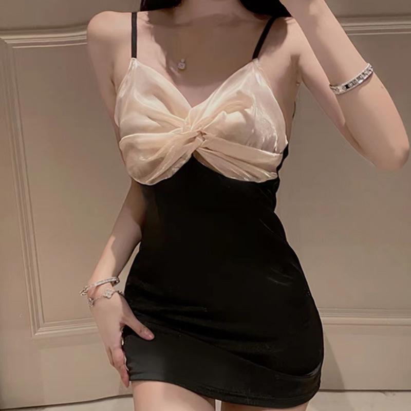 New sex nightclub spice girl beautiful back bow pure desire neck sling female short sexy wind chest secretary summer