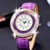 Quicksand Rhinestone Grass Crack Leather Watch Lady Quartz Watch Digital Scale Wristwatch