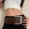 Artistic Wide Pu Leather Belt For Women With Alloy Clasp For Elegant Dress Pairing