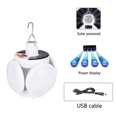 LED žárovka Solární světlo Venkovní vodotěsné nouzové solární / USB kabel Nabíjecí žárovka Camping Garden Lighting Solární lampa