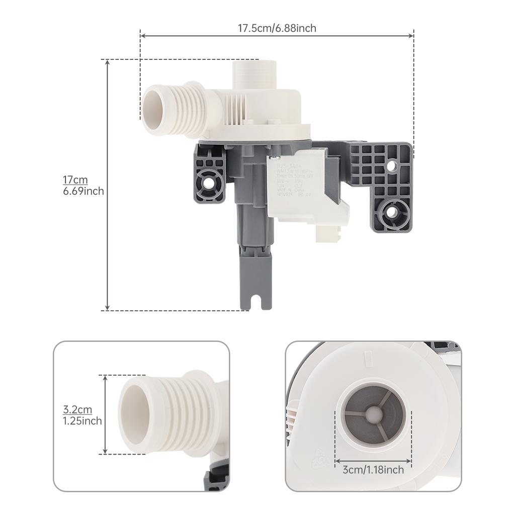 W10876600 Household Washing Machine Water Discharge Pump Universal Home Laundry Equipment Water Outlet Connecting Replacement Parts