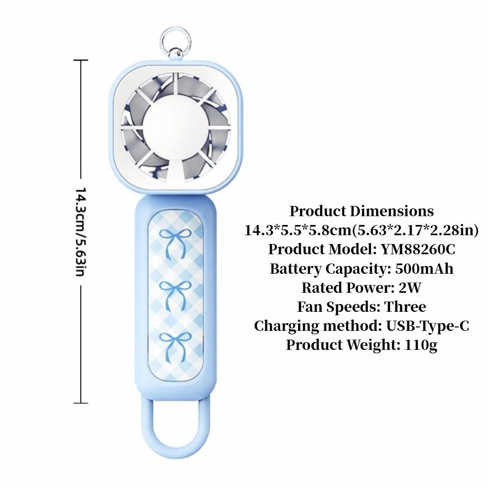 USBRechargeable Pocket Carabiner Fan 3 Gears Cooling Fan Mini Handheld Fan Summer Essentials