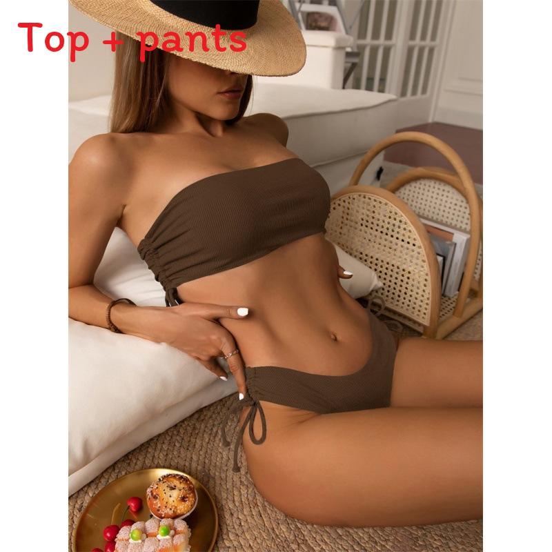 Bikini Swimsuit Women With Polyester Fabric And Seamless Design For Beach Vacation