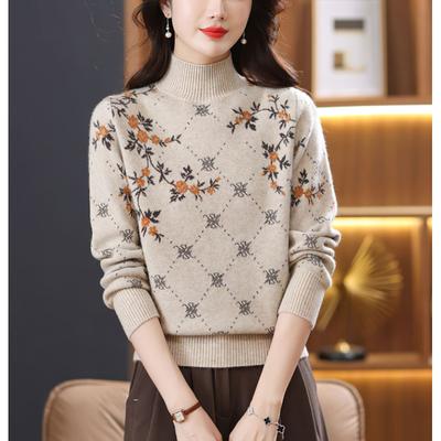 Damen Winterpullover mit Stehkragen, Strickpullover, Langarm, große Größe, lockeres Strickoberteil