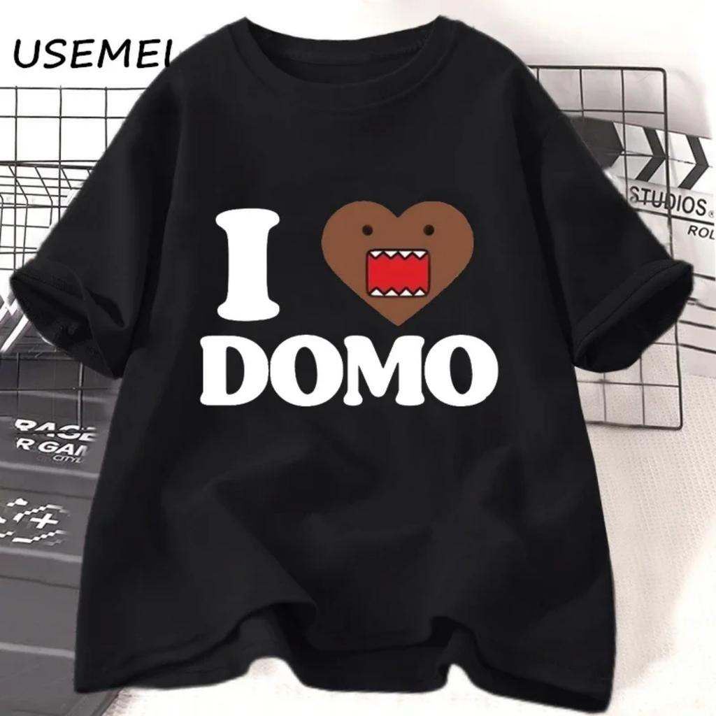 Ich Liebe Domo Kun Gesicht T-Shirt Cartoon Lustige Grafik T-Shirts Baumwolle Kurzarm T-Shirt Damen Oversize Basic Tops Tee