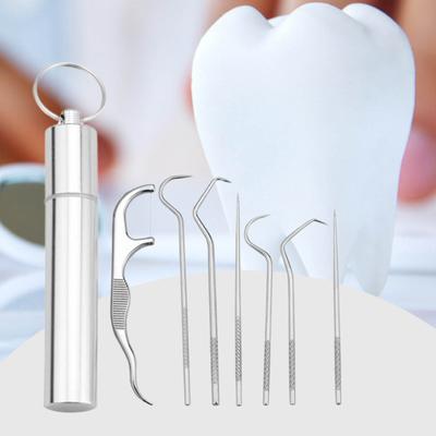 1 Set Metall-Flosser, Mehrzweck-Zahnseide aus rostfreiem Edelstahl, toller tragbarer Zahnstocher mit Aufbewahrungskoffer für den Haushalt