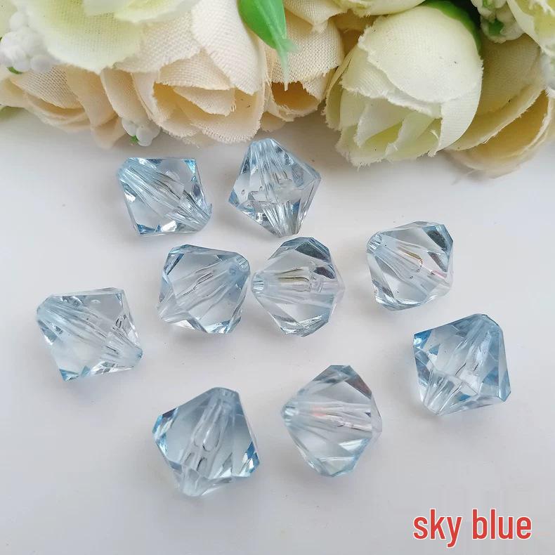 Acrylic Transparent 14mm Double-Pointed Rhombus Imitation Crystal Beads for DIY Jewelry Accessories and Colored Door Curtains