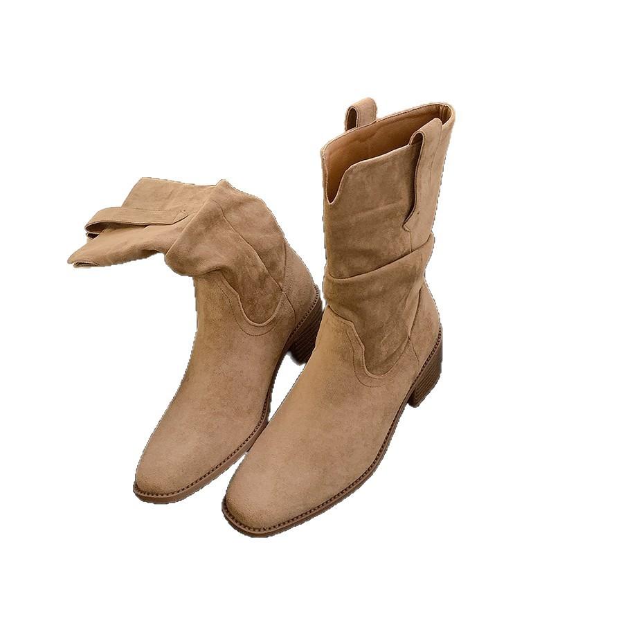 Blue Cabinet, Martin Boots Small Inner Height Boots Women's 2025 New Autumn High Heel Medium Boots Short Boots Stacking Boots