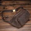 Neue große Bauchtasche aus echtem Leder, lässig und modisch für Herren, mit geschichtetem Rindsleder und Retro-trendiger Einzel-Schulter-Crossbody-Tasche