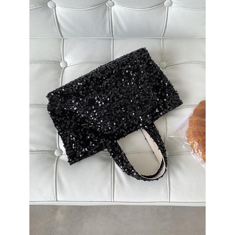 

Новая ручная сумка-тоут, ощущение высокого класса, модная и блестящая сумка большой вместимости, женская нишевая сумка с серебристыми пайетками