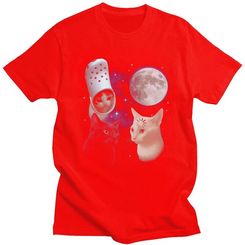 

Weird Space Cats Funny Moon T Shirt Men Women Short Sleeves Fashion Casual Clothing Summer Style 100 Cotton Tee Tops S