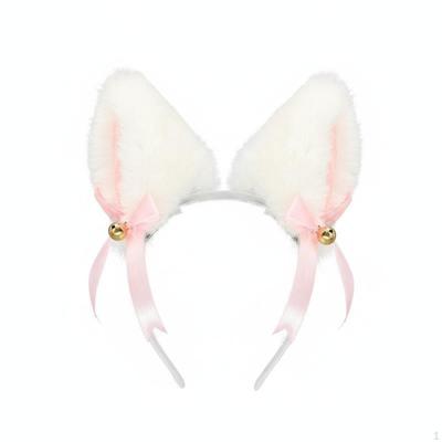 Faux Cat Ears Headband Handmade Ear Bowknot Decor Ry Canine Hairband for Women,
