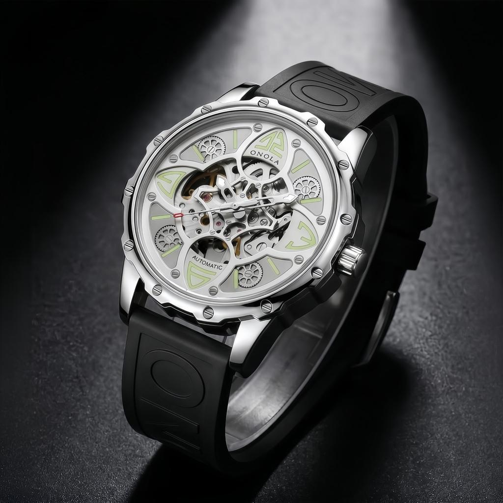 Fashion Onola Four Leaf Clover Fully Automatic Mechanical Watch Men'S And Women'S Waterproof Tape Strap