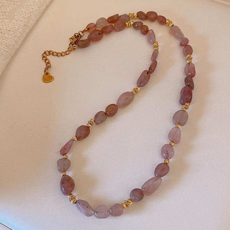 Elegant Irregular Strawberry Crystal Beaded Choker Necklace