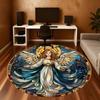 1pc Angel Stained Glass Round Chair mat office Area Rug - Non-Slip, Floor Mat for Office, Bedroom, Ideal home decor gift c0112130
